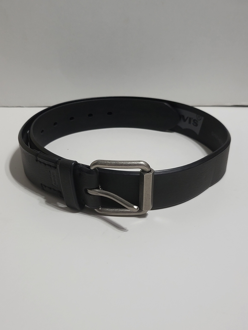 Levi's Black Leather Belt with Silver Buckle